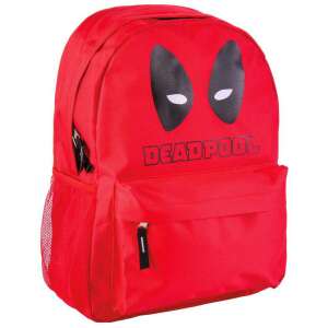 Red Deadpool school backpack with black straps and a mesh pocket on the side - Cerdá