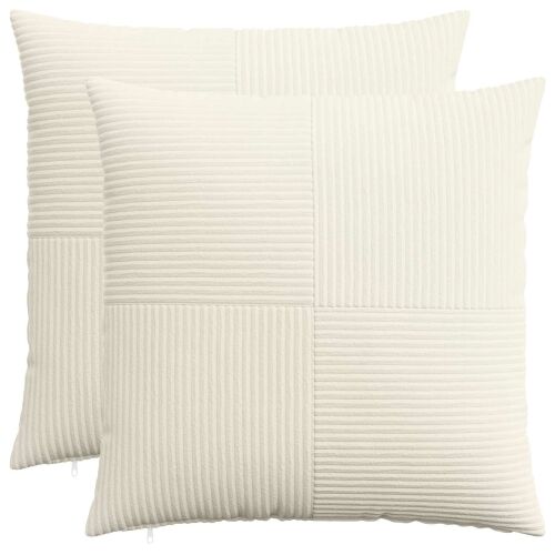 vidaXL Párna huzat 2 pcs ALMELO Krémszínű 80 x 80 cm cord 175140003 - Díszpárnahuzat