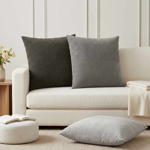 vidaXL Párna huzat 2 db ALMELO Antracitszürke 80 x 80 cm cord 181752188