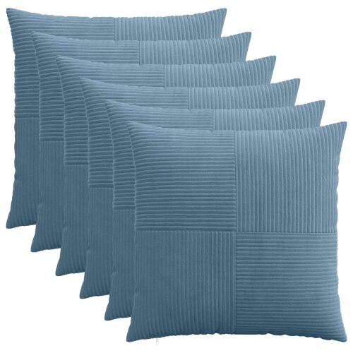 vidaXL Párna huzat 6 pcs ALMELO Kék 55 x 55 cm cord 175142213 - Dekoráció