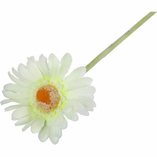 Dekoratív Gerbera, Élethű, Fehér és Zöld, 55cm 175160871 - Dekoráció