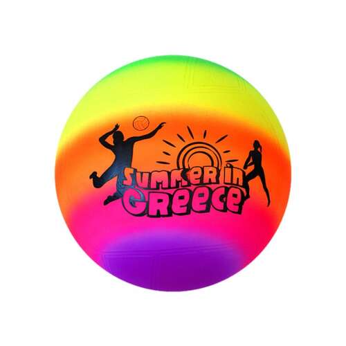Neonowa tęczowa piłka plażowa z nadrukiem "Summer in Greece", średnica 22 cm