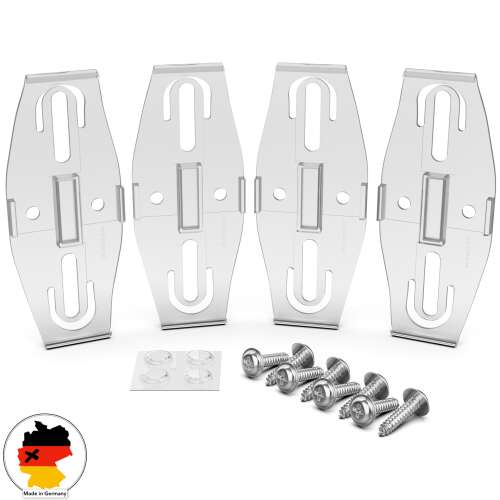 Plexiclick láthatatlan rendszámtáblatartó, 4 db-os szett, csavarokkal és ragasztópadokkal