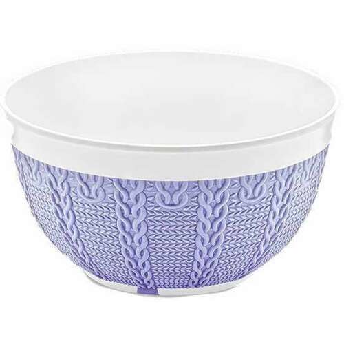 Poly Time Kötött hatású műanyag kerek tál 1.25 l, púder kék