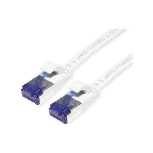 Value 21.99.2160 RJ45 Hálózati kábel, patchkábel CAT 6A F/UTP 0.50 m Fehér Árnyékolt, lapos, aranyozott érintkező 1 db 175234630 