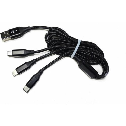 Msonic USB-A - USB-C + microUSB + Lightning 1 m Fekete kábel (MLU621) 175266568 - USB kábel