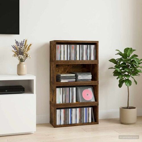 vidaXL CD tároló állvány 4 db Füstös Tölgy 40 x 17 x 17 cm Szerelt Fa 177522121 - Polcos szekrény
