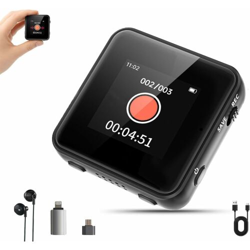 Mini Digitális Diktafon SV11 32 GB LCD kijelzővel, azonnali telefonátvitel, hangaktiválás, HD hangszóró, zajcsökkentés, USB-C, 300 mAh akkumulátor - Hangrögzítő