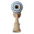 Felülnézetből Tensei Lidge GG kendama, amely a kék és fehér csíkos golyót és a fa nyelet mutatja fehér háttéren