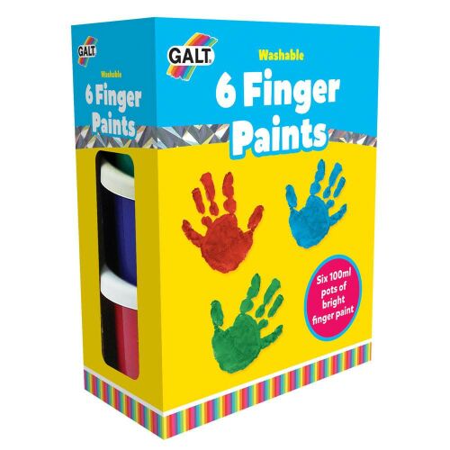 Galt Toys Mosható 6 Ujjfesték készlet piros, sárga, kék, narancs, lila, zöld színekben 2 éves kortól 