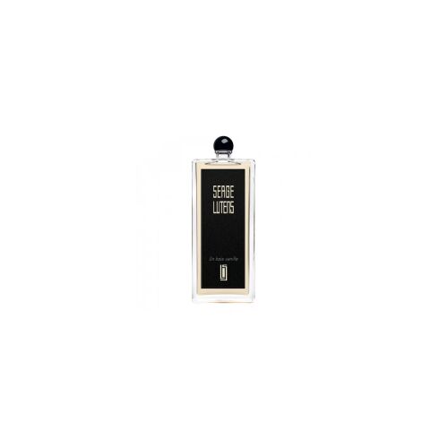 Serge Lutens Un Bois Vanille EDP 50ml üveg, átlátszó üveg fekete címkével, minimalista design - Unisex parfüm
