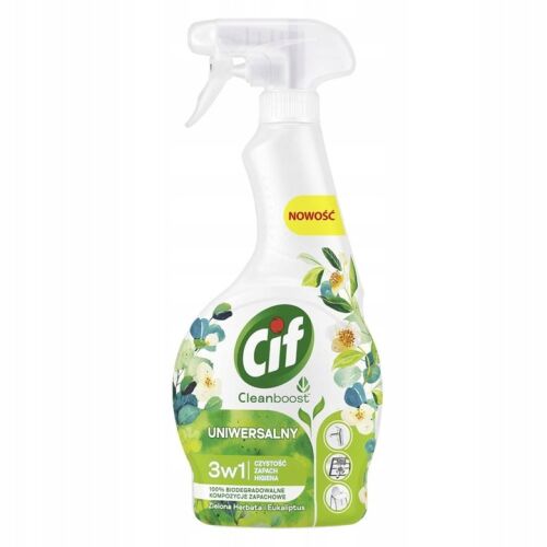 Cif CleanBoost Univerz&aacute;lis Spray Z&ouml;ld Tea 500 ml, &aacute;ltal&aacute;nos fel&uuml;lettiszt&iacute;t&oacute; konyh&aacute;ba, f&uuml;rd&od&bszob&aacute;ba &eacute;s k&uuml;lt&eacute;rre, friss z&ouml;ld tea &eacute;s eukaliptusz illattal, bi&rcy;&rcy;ol&rcy;&rcy;roz&rcy;&rcy;d&rcy;&rcy;&rcy; vzlet&rcy;formula - Általános felülettisztítószer