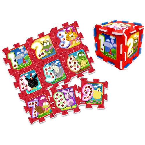 Habtapi Állatok Számok, 9 db A puzzle méretei: 31 cm x 31 cm x 1,5 cm