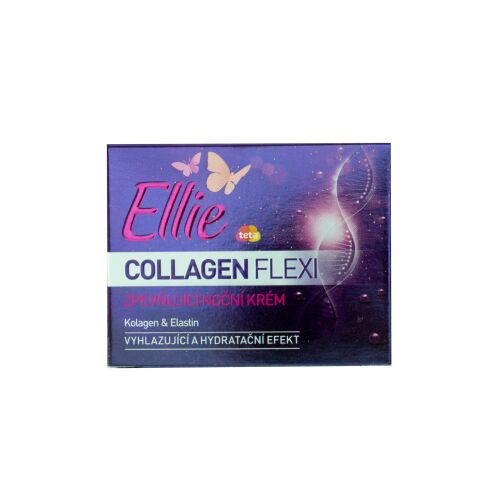 Ellie Collagen Flexi 50ml feszesítő éjszakai krém doboz pillangókkal, kollagén és elasztin tartalommal a simító és hidratáló hatásért - Krém