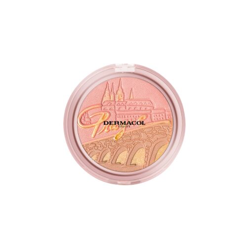 Dermacol Bronz és rozj púder, bonyolult prágai vár mintával, világos rózsaszín és bronz árnyalatokban, kerek kompakt csomagolásban - Pirosító
