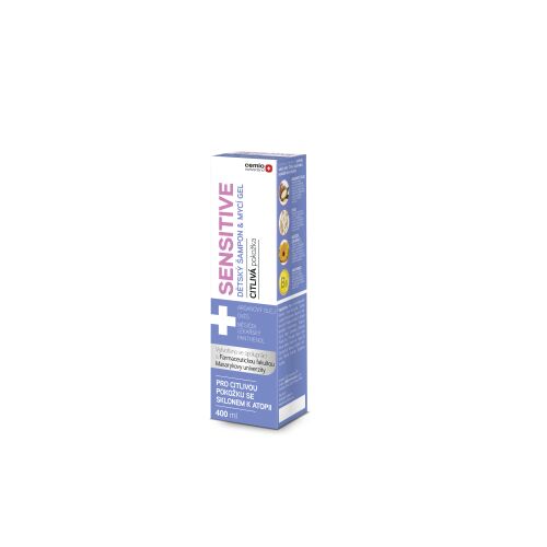 Cemio SENSITIVE gyermek mosógél 400ml érzékeny bőrre, csomagolásban, elölnézetből - Baba fürdetőszer