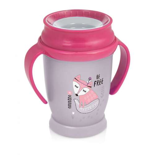 Lovi Buddy 360° itatópohár Drink Master 250ml Be Free, lila színű, róka mintával, 9 hónapos kortól