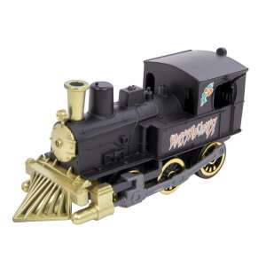 Oldies metal steam locomotive, black, 14 cm, pull back and go, toy - Train, rail element, motorway