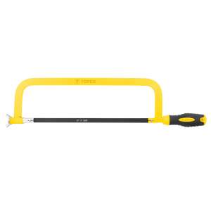 Piła do metalu Topex 300 mm z żółtą ramą i czarnym uchwytem - Piła ręczna