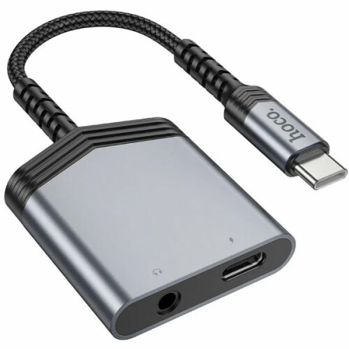 USB-C - USB-C / 3,5 mm-es audio adapter Hoco LS39, fekete 175532428 - USB átalakító