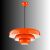 Opviq Chandelier Orange Layer-20301-B, egy modern narancssárga fém függőlámpa réteges kialakítással, fekete-fehér színátmenetes háttér előtt bemutatva