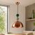 Opviq Chandelier Copper Bubble-19053-30-8 függeszték világos szobában, nagy ablakkal, modern belső teret kiemelve