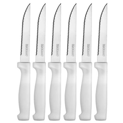 6 db Steakkés fehér nyéllel, Superchef márka