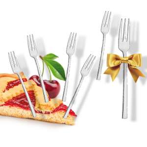 6 db Jolie süteményes villa, tükörfényes rozsdamentes acélból, tökéletes desszertek tálalásához - Villa