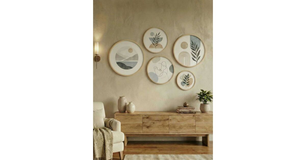 Wallity Decorative Framed MDF Painting (5 Pieces) Multicolor Huhu871 - 45 x 45 175554184