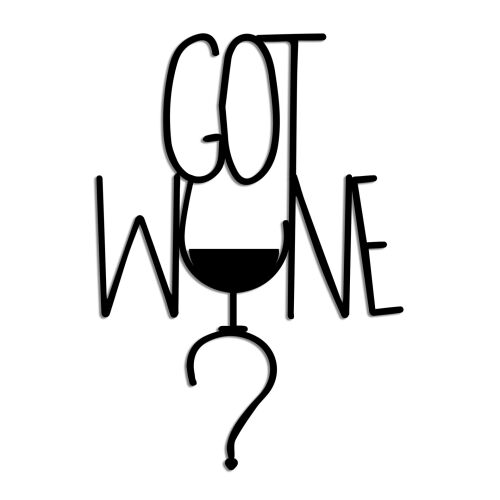 Wallity dekoratív fém falikiegészítő fekete Got Wine fehér háttéren - Fémtábla