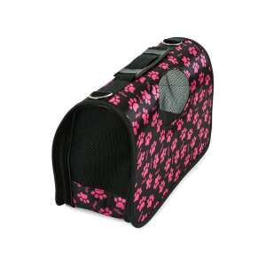 Schwarzer Tierträger mit rosa Pfotenabdruckmuster, Seitenansicht - Viehzucht