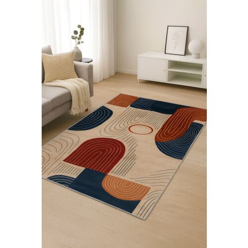 Conceptum Hypnose szőnyeg sokszínű, 50 x 60 cm, modern nappali környezetben kanapéval és minimalista bútorokkal - Dekoráció