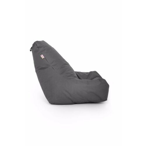 Atelier Del Sofa nagy szürke babzsák, ferde oldalnézet fehér háttéren, bemutatva ergonomikus formáját és hívogató puha textúráját - Babzsák