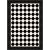 Conceptum Hypnose Carpet (80 x 120) Fekete Fehér Exfab248, fekete-fehér sakktábla mintás szőnyeg pöttyös szegéllyel, fehér háttéren, modern otthoni dekorációhoz ideális