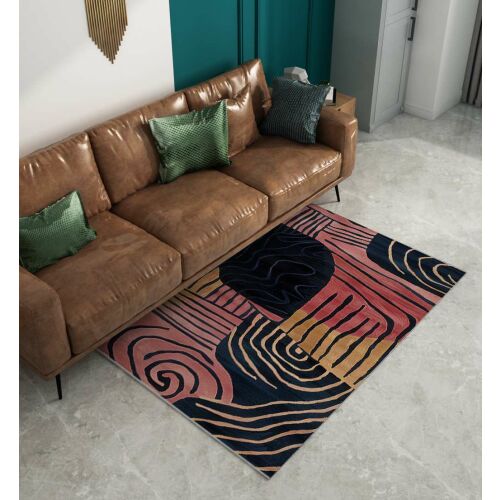 Conceptum Hypnose Szőnyeg, 100 x 140 Többszínű BSR-5, barna bőr kanapé alatt modern nappaliban - Szőnyeg