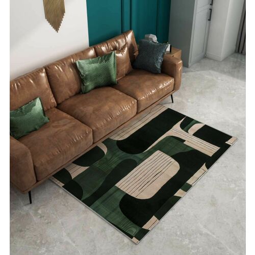 Conceptum Hypnose Carpet 50x60 Multicolor BSR-10 modern nappaliban barna bőr kanapéval, szögletes nézet - Szőnyeg