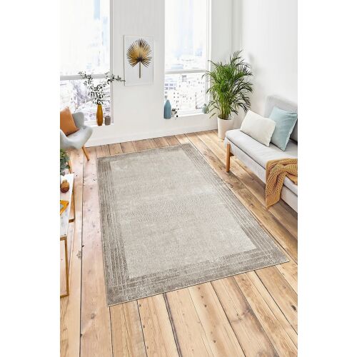 Conceptum Hypnose többszínű szőnyeg (60 x 100) modern nappali környezetben, mintázatát és méretét bemutatva fapadlón, otthoni dekorációt fokozva kényelemmel és eleganciával - Szőnyeg