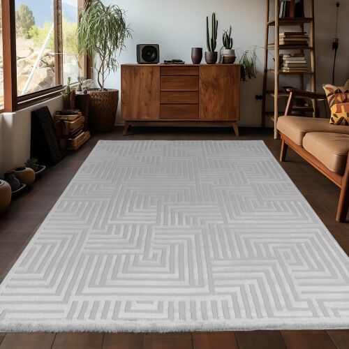 Conceptum Hypnose Carpet 120 x 170 Silver Sahara 1114 - Ezüst szőnyeg modern nappaliban - Lakástextil