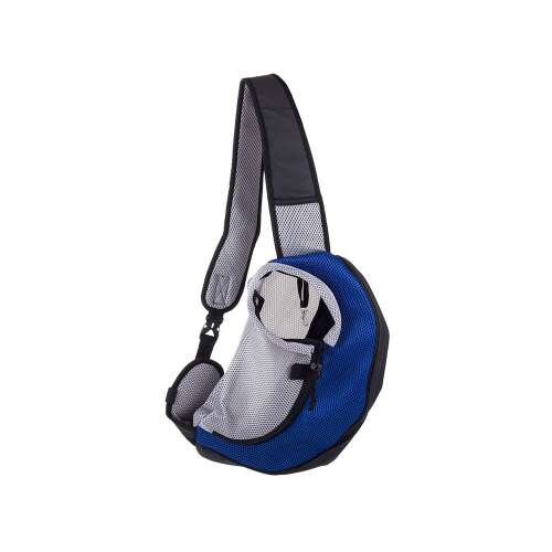 Blue and grey pet carrier backpack for small dogs and cats, 40cm x 24cm