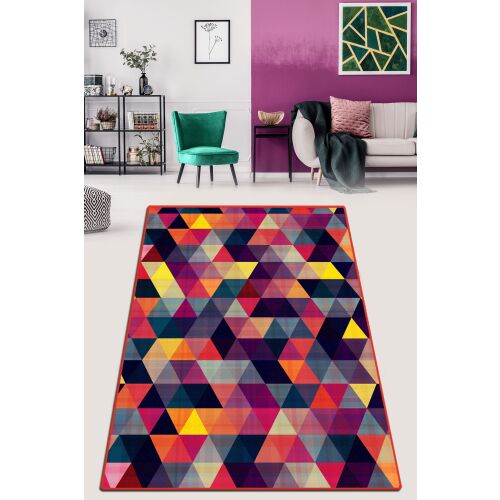 Conceptum Hypnose előszoba szőnyeg 80x100 többszínű Bunt Djt modern nappaliban geometriai mintával, csúszásmentes és mosható tulajdonságokkal - Szőnyeg