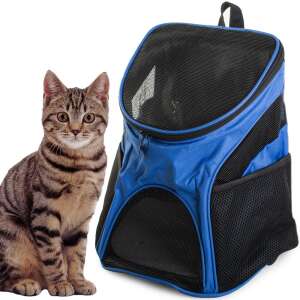 Rucsac transport pentru animale de companie - 35x31x23 cm - Albastru cu o pisică - OEM Transportator, cutie de mașină pentru animale de companie