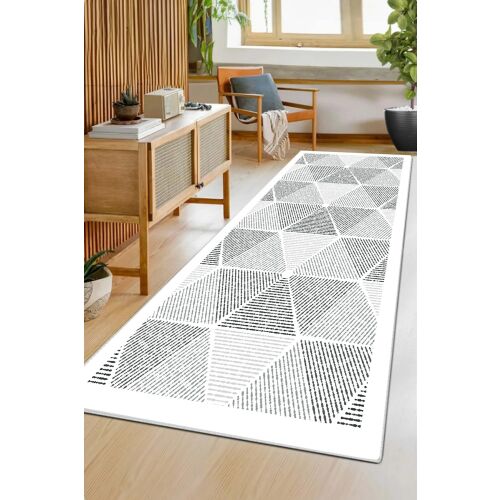 Conceptum Hypnose szőnyeg, szürke Ecora téglalap alakú szőnyeg (60 x 100), modern geometriai mintázatú, csúszásgátló, mosható, modern nappaliban - Szőnyeg