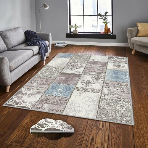 Conceptum Hypnose Hall Carpet, többszínű, 100x300 cm, modern nappali környezetben, oldalnézet - Lakástextil