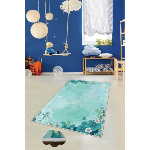 Conceptum Hypnose Carpet (80 x 120) Multicolor HMNT504 egy gyerekszobában, kék falakkal és játékos dekorációval - Dekoráció