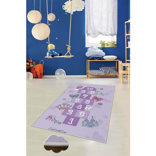 Conceptum Hypnose játszószőnyeg 120 x 180 cm hercegnős ugróiskola mintával, többszínű, gyerekszoba belső térben bemutatva - Szőnyeg gyerekszobába