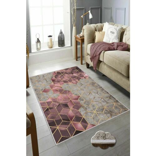Conceptum Hypnose Előszobai Szőnyeg modern nappali környezetben, 100x300 sokszínű geometrikus mintával, kanapéval és ablakkal - Dekoráció
