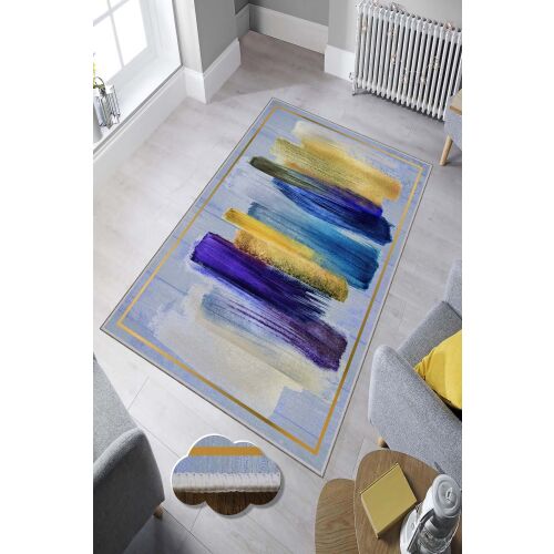 Conceptum Hypnose Hall Carpet (80 x 300) Multicolor Hmnt898 egy modern előszoba környezetben, bemutatva művészi kialakítását és csúszásmentes hátlapját - Conceptum Hypnose