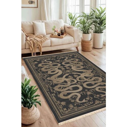 Conceptum Hypnose szőnyeg 80x150 Multicolor 170 modern nappali környezetben, kígyó és virágmintás, kényelmet és stílust növelő, 100% pamut, csúszásmentes, mosható szőnyeg - Conceptum Hypnose