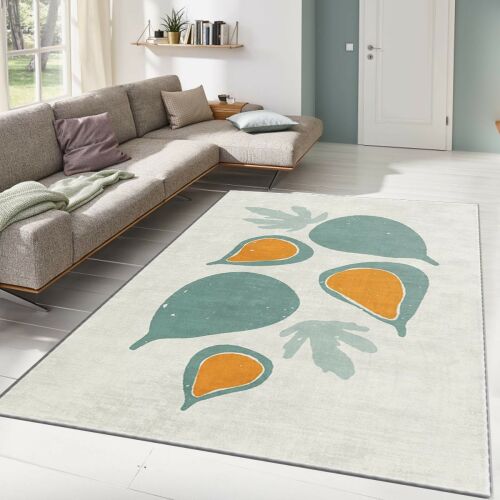 Conceptum Hypnose Multicolor Alho Szőnyeg 100 x 140 cm absztrakt fügelevél mintával modern nappaliban - Otthon és kert