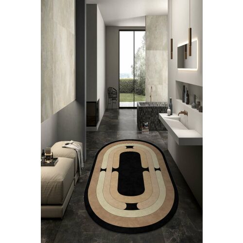 Conceptum Hypnose fekete ovális szőnyeg egy luxus modern fürdőszobában, 80x200 cm - Conceptum Hypnose